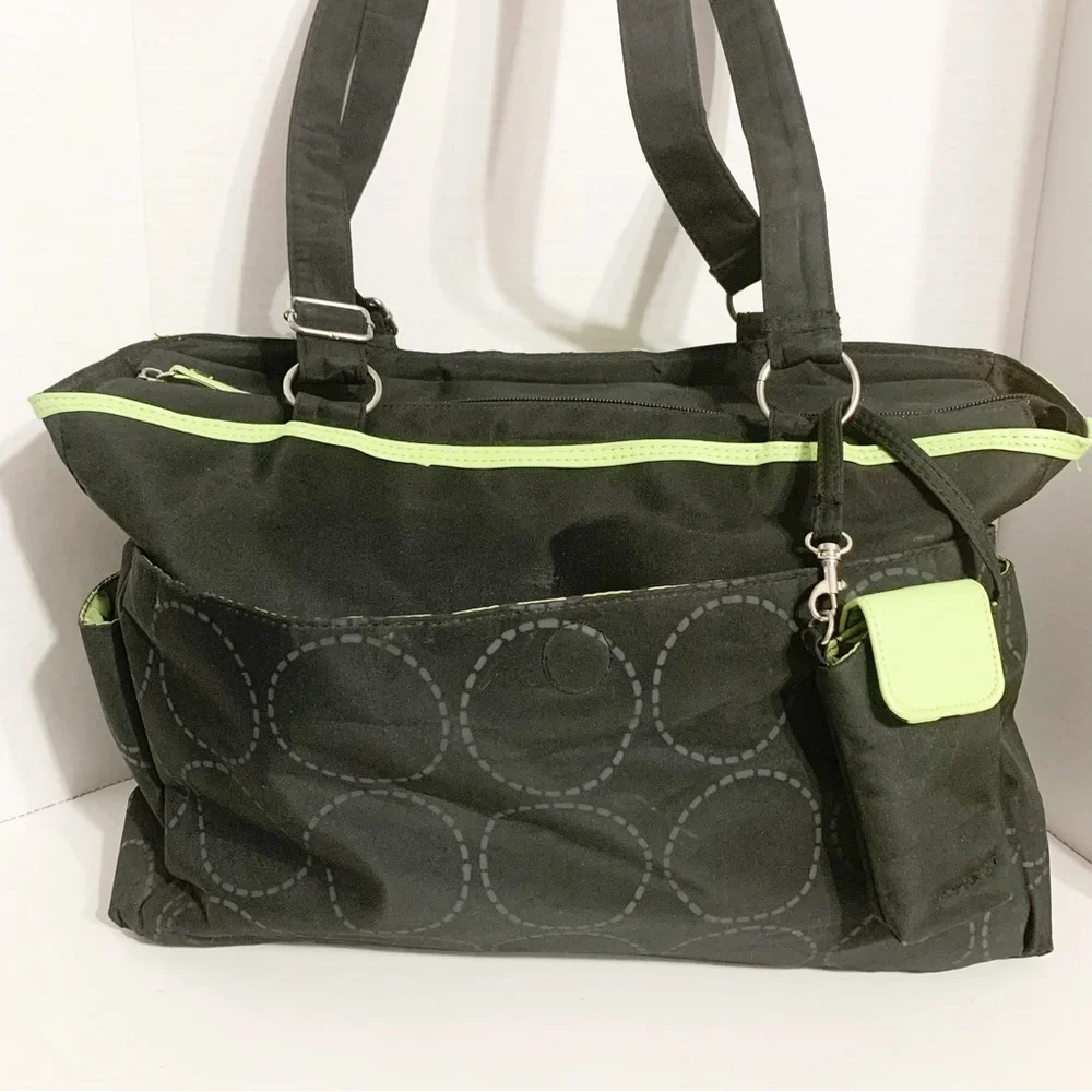 Carter's Tonal Dot Top Zip Tote Diaper Bag Top Handles Organizational Pockets